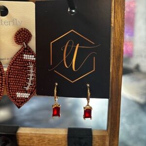 Red Gemstone Drop Earrings